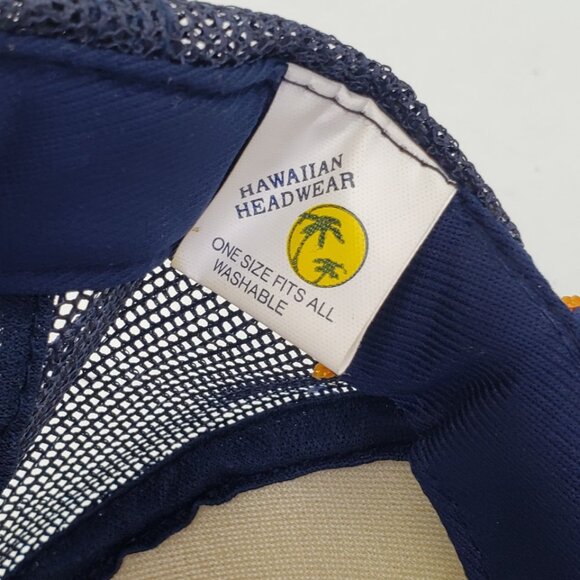 Vintage 80s 90s MAUI Trucker Mesh Hat Cap Rope Snapback  Scrambled Hawaiian Blue - Picture 7 of 8